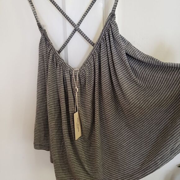 Max Studio London Striped Racerback Cami Tank Gray/White - Picture 4 of 7